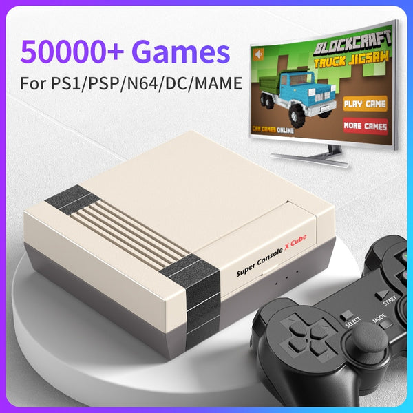 Retro Super Console X Cube mini/TV Video Game Console For PSP/PS1/MD/N64 WiFi HD Output Built-in 50+ Emulators with 50000+ Games