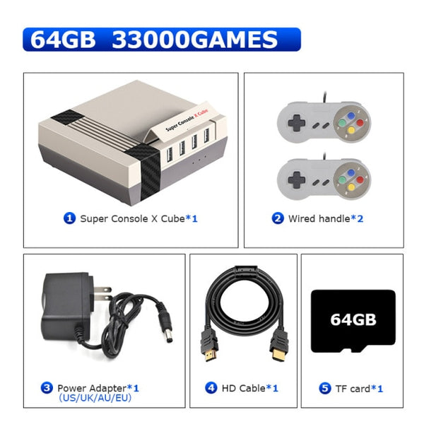 Retro Super Console X Cube mini/TV Video Game Console For PSP/PS1/MD/N64 WiFi HD Output Built-in 50+ Emulators with 50000+ Games