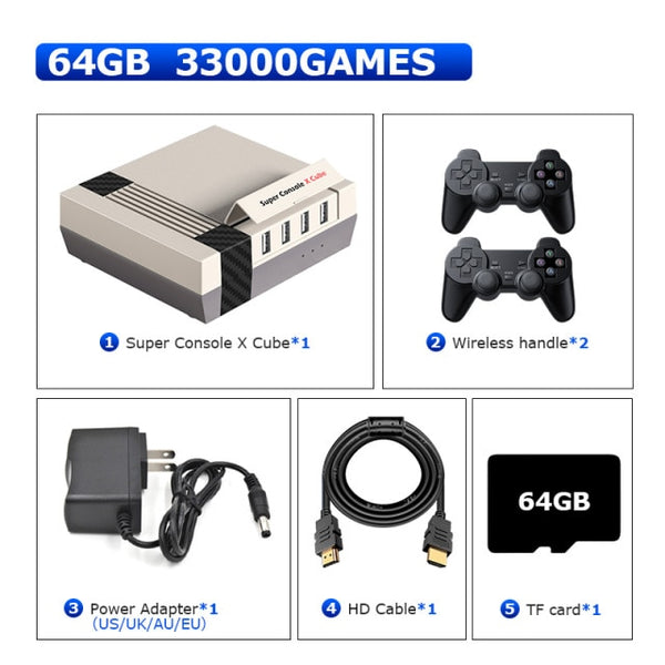 Retro Super Console X Cube mini/TV Video Game Console For PSP/PS1/MD/N64 WiFi HD Output Built-in 50+ Emulators with 50000+ Games